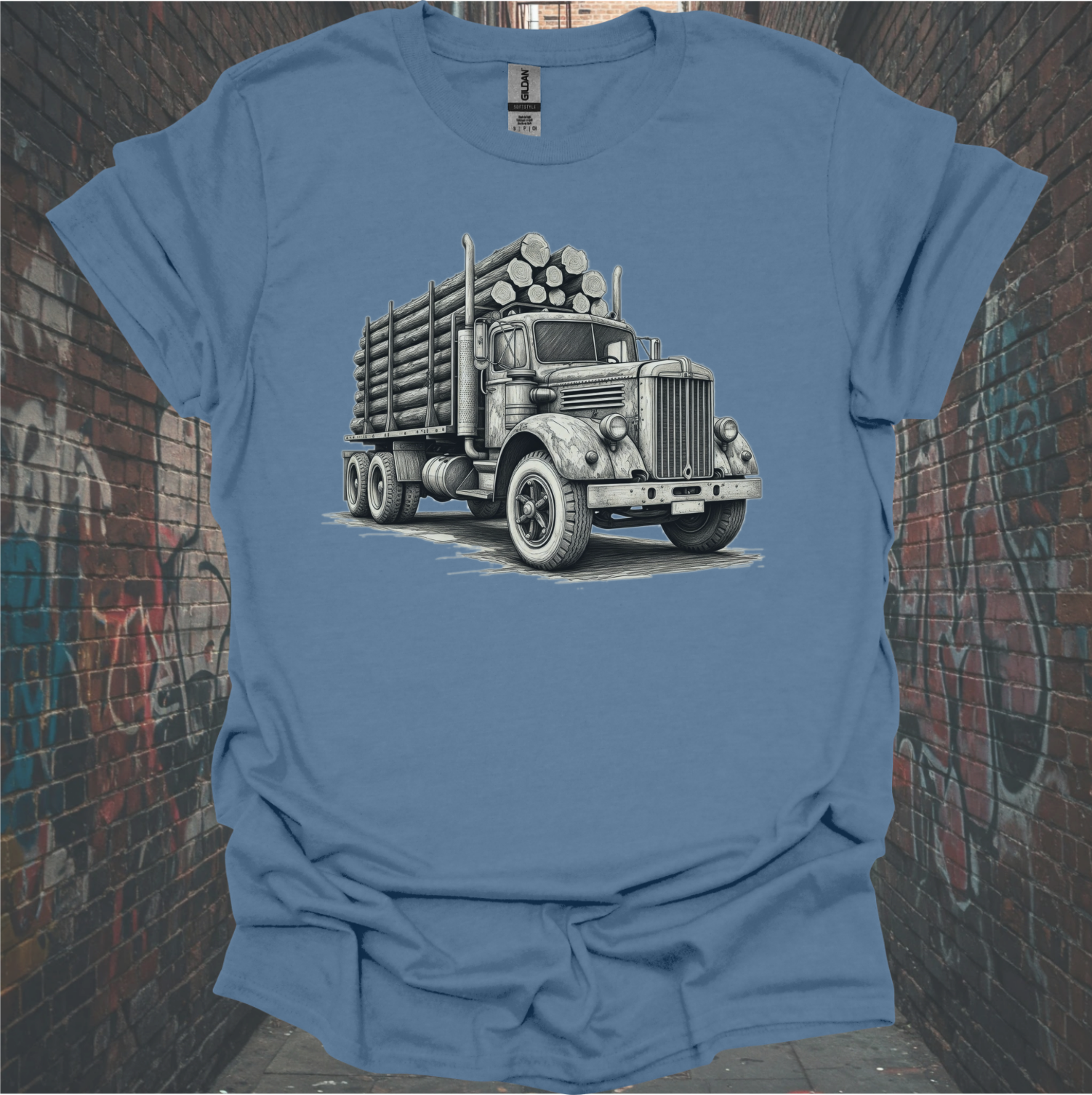 Vintage Logging Truck Graphic Unisex Softstyle T-Shirt