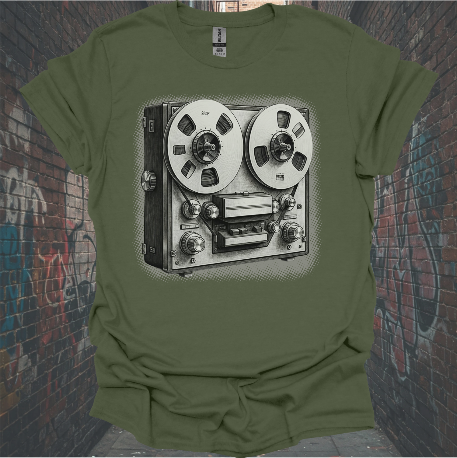 Vintage Reel-to-Reel T-Shirt - Retro Music Lover's Apparel
