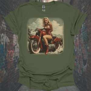 Retro Motorcycle Babe Unisex Softstyle T-Shirt - Vintage Vibe for Biker Lovers