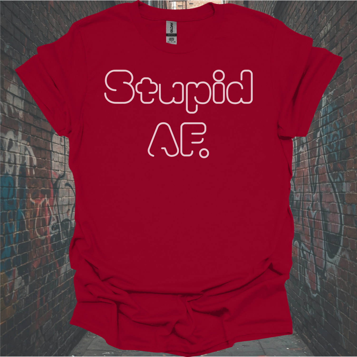 Unisex Softstyle T-Shirt – Stupid AF. Orange Tee for Humor Lovers